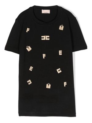 Elisabetta Franchi La Mia Bambina embroidered-logo short-sleeve T-shirt - Black
