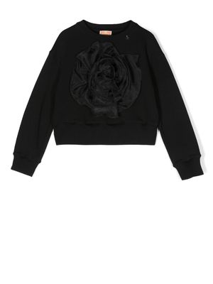 Elisabetta Franchi La Mia Bambina floral appliqué sweatshirt - Black