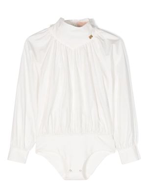 Elisabetta Franchi La Mia Bambina high-neck cotton bodysuit - Neutrals