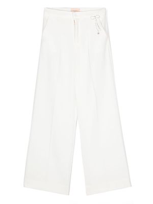 Elisabetta Franchi La Mia Bambina high-rise wide-leg trousers - White
