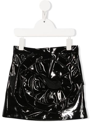 ELISABETTA FRANCHI LA MIA BAMBINA high-shine finish applique skirt - Black