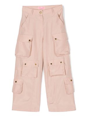 Elisabetta Franchi La Mia Bambina high-waisted cargo trousers - Pink