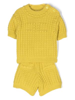 Elisabetta Franchi La Mia Bambina knitted cotton shorts set - Yellow