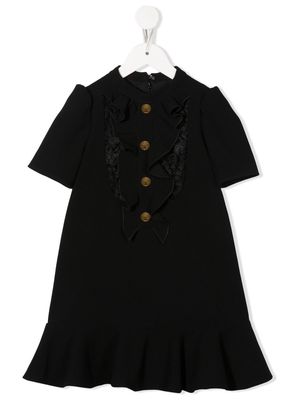 Elisabetta Franchi La Mia Bambina lace-panel shirt dress - Black