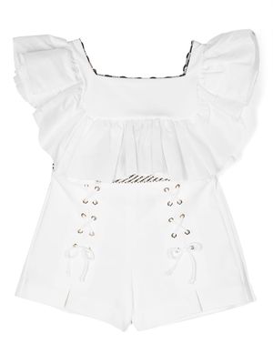 Elisabetta Franchi La Mia Bambina lace-up shorts - White
