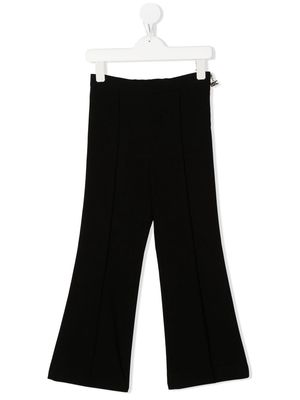 Elisabetta Franchi La Mia Bambina logo-charm flared trousers - Black