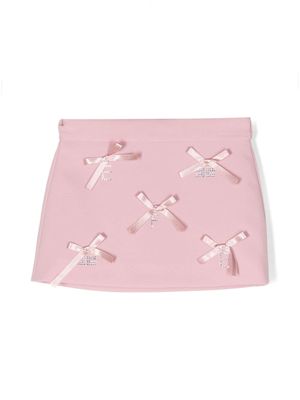 Elisabetta Franchi La Mia Bambina logo-embellished bow-detail skirt - Pink