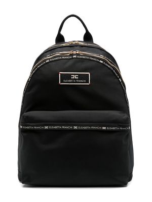 Elisabetta Franchi La Mia Bambina logo-embroidered canvas backpack - Black