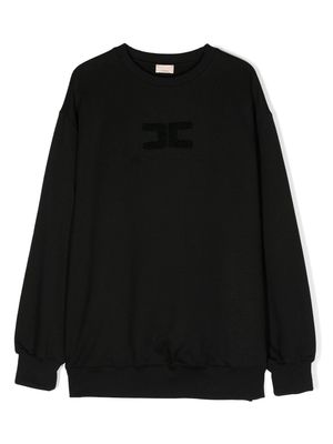 Elisabetta Franchi La Mia Bambina logo-embroidered cotton sweatshirt - Black