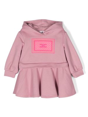 Elisabetta Franchi La Mia Bambina logo-embroidered hoodie dress - Pink