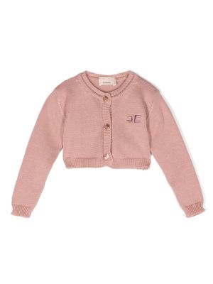 Elisabetta Franchi La Mia Bambina logo-embroidered knitted cardigan - Pink