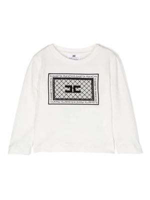 Elisabetta Franchi La Mia Bambina logo-embroidered long-sleeve T-shirt - White