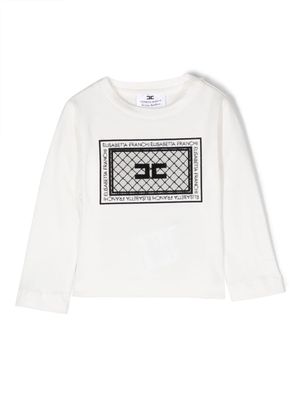 Elisabetta Franchi La Mia Bambina logo-embroidered round-neck sweatshirt - White
