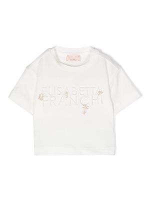 Elisabetta Franchi La Mia Bambina logo-embroidered T-shirt - White