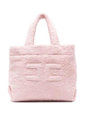 Elisabetta Franchi La Mia Bambina logo-embroidered towelling-finish tote bag - Pink