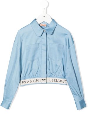Elisabetta Franchi La Mia Bambina logo-hem cropped shirt - Blue