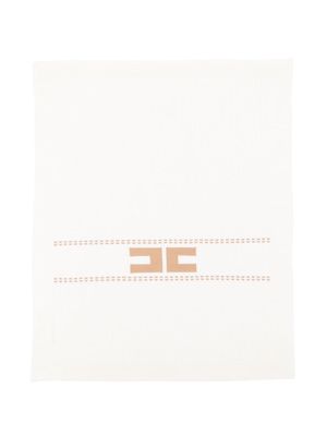 Elisabetta Franchi La Mia Bambina logo-intarsia knitted blanket - White