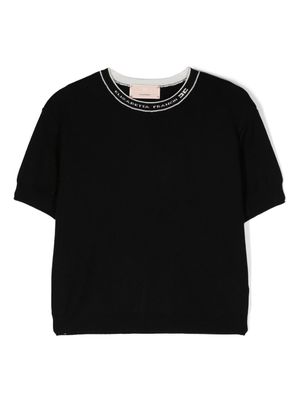 Elisabetta Franchi La Mia Bambina logo-intarsia knitted top - Black
