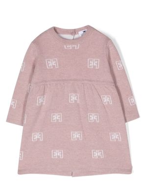 Elisabetta Franchi La Mia Bambina logo-jacquard fine-knit dress - Pink