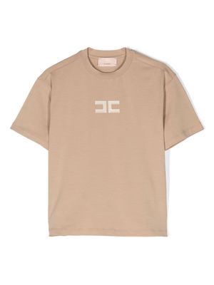 Elisabetta Franchi La Mia Bambina logo-patch cotton-blend T-shirt - Neutrals