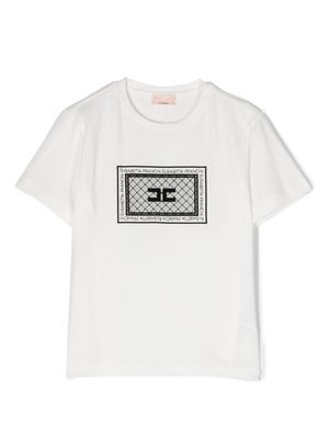 Elisabetta Franchi La Mia Bambina logo-patch jersey T-shirt - White