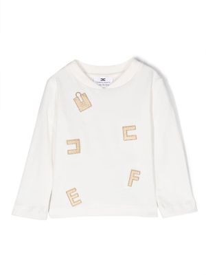 Elisabetta Franchi La Mia Bambina logo-patch long-sleeve sweatshirt - White