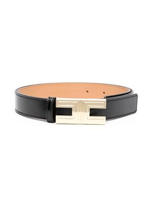 Elisabetta Franchi La Mia Bambina logo-plaque leather belt - Black