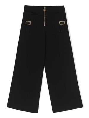 Elisabetta Franchi La Mia Bambina logo-plaque zip-up trousers - Black
