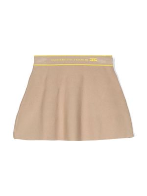 Elisabetta Franchi La Mia Bambina logo-waistband knitted skirt - Brown