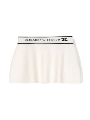 Elisabetta Franchi La Mia Bambina logo-waistband skirt - Neutrals
