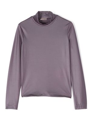 Elisabetta Franchi La Mia Bambina mock-neck stretch-jersey T-shirt - Purple