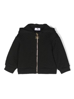 Elisabetta Franchi La Mia Bambina monogram-embossed hooded jacket - Black