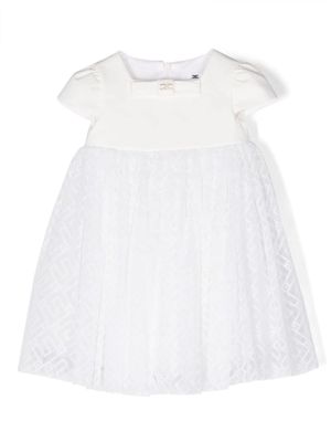 Elisabetta Franchi La Mia Bambina monogram-jacquard A-line dress - White