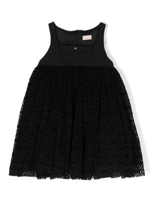 Elisabetta Franchi La Mia Bambina monogram-jacquard tulle dress - Black
