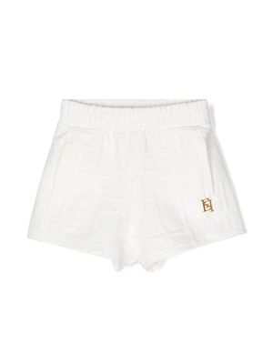 Elisabetta Franchi La Mia Bambina monogram-pattern logo-plaque shorts - White