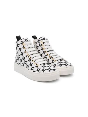 Elisabetta Franchi La Mia Bambina monogram-pattern sneakers - White