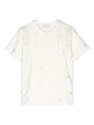 Elisabetta Franchi La Mia Bambina monogram-print cotton T-shirt - White
