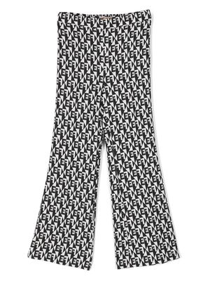 Elisabetta Franchi La Mia Bambina monogram-print flared trousers - Black
