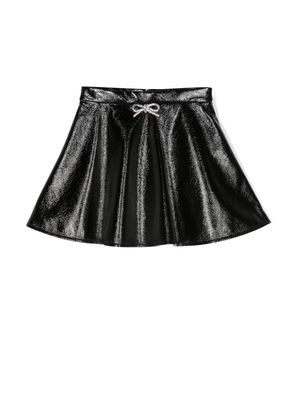 Elisabetta Franchi La Mia Bambina patent A-line skirt - Black
