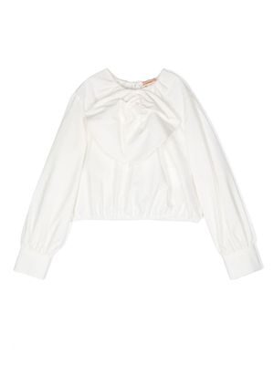 Elisabetta Franchi La Mia Bambina puff-detailed cotton blouse - White