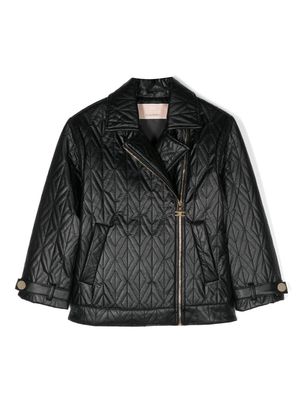 Elisabetta Franchi La Mia Bambina quilted faux-leather jacket - Black
