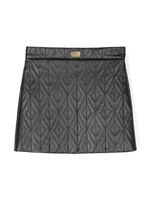 Elisabetta Franchi La Mia Bambina quilted faux-leather miniskirt - Black