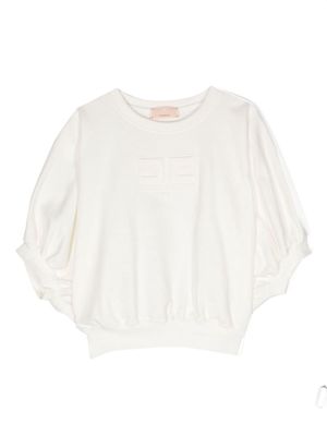 Elisabetta Franchi La Mia Bambina raised-logo cotton sweatshirt - White