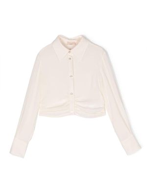 Elisabetta Franchi La Mia Bambina rhinestone-embellished draped shirt - Neutrals