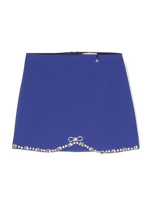 Elisabetta Franchi La Mia Bambina rhinestone-embellishment crepe skirt - Blue