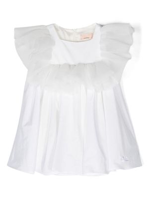 Elisabetta Franchi La Mia Bambina ruffle-trim flared dress - White