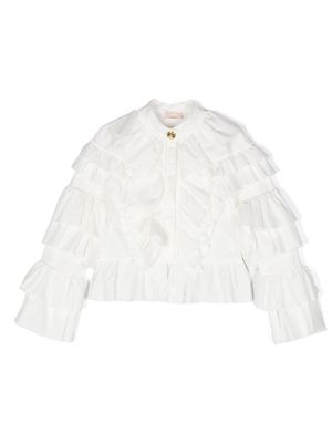 Elisabetta Franchi La Mia Bambina ruffled cotton blouse - White