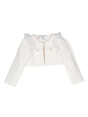Elisabetta Franchi La Mia Bambina ruffled-detailing cropped jacket - White