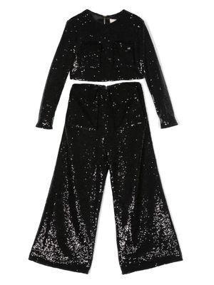 Elisabetta Franchi La Mia Bambina sequin-embellished trousers set - Black
