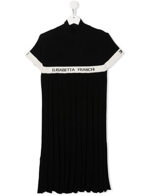 ELISABETTA FRANCHI LA MIA BAMBINA TEEN logo pleated dress - Black
